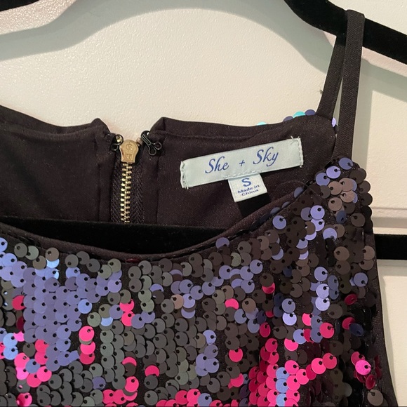 She + sky sequin dress sz S - Picture 5 of 8